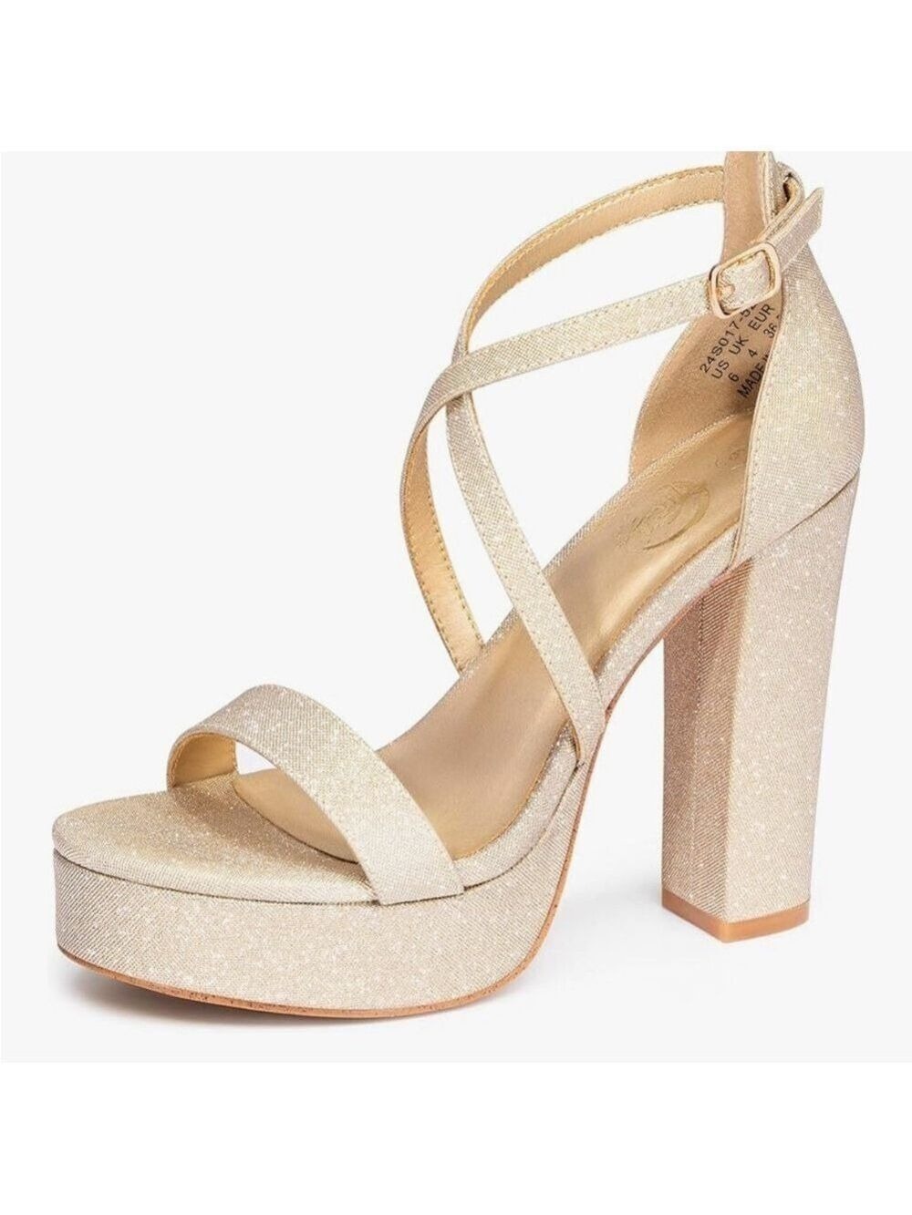 Trary Gold Strappy Heels Size 8 - Picture 4 of 16